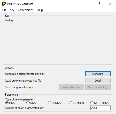 PuTTYgen's interface.